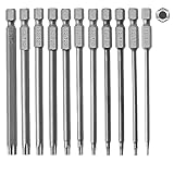 11 Stück Torx Schraubendreher Bit Set, 1/4'x100mm Magnetisch Torx Bit Set Lang,...