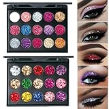 Nivofu 2 Stücke Glitzer Lidschatten Palette, 30 Farben Lidschattenpalette Bunt, Glitzer Make-up...