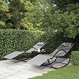 QUAHEAS Schaukelliegen 2er Set Grau, Stahlrahmen & Textilene, 158x60x77 cm, Ergonomische Gartenliege...