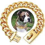 Goldenes Rostfreier Stahl Hundehalsband Metall Hundehalsband Hundekette Pet Halsband für mittlere...