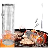 Zylindrischer Grillkorb Rauchnetz Grillzylinder Edelstahl für Gemüse Kolibrin Grillrolle...