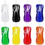 8 Stück Faltbare Wasserflasche,480 ML Faltbare Wasserflaschen Set,Wiederverwendbare...