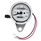 Qiilu Universal Motorrad Tachometer, Motorrad Kilometerzähler Tacho 12V Motorrad Tacho 0-140km/h...