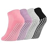 Newofview 4 Paar Stoppersocken für Damen Herren, Yoga Socken Antirutschsocken Rutschfeste Socken...