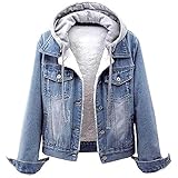 Dicke Jeansjacke für Damen, gefüttert, Fleece, bequem, kurze Jacke, einreihig, Langarm, mit...