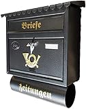 Naturholz-Schreinermeister XXL Briefkasten Anthrazit mit Zeitungsrolle Flachdach Katalogeinwurf...