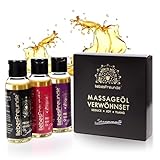 Liebesfreunde® Massageöl Geschenkset – 3 x 50 ml Wellness Öl zur Entspannung, Erotisches...