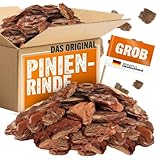Pinienrinde grob 20-40mm - 125L Pinienmulch - Hochwertiger Rindenmulch farbig aus Mittelmeerkiefer -...