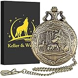 Keller & Weber Vintage Wolf Taschenuhren für Männer, Wolf Geschenke für Männer,...