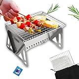 LIBRNTY Grill Klappgrill Campinggrill,mit Kohle- und Grillrost,Tragbarer Abnehmbare BBQ-grill für...