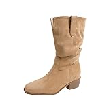 JXpxbao Stiefeletten Damen Elegant Wildleder Halbstiefel Spitz Schlupfschuhe Stiefel Kurzstiefel...