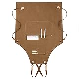 CFTGIW Arbeitsschürze, Unisex, Canvas-Rückengurte mit 3 Taschen, Kochschürzen für...