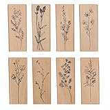 8 Stück Stempel Holz, Gummi Holz Vintage Holzstempel DIY Tagebuch Stempel Natürliche Pflanze Seal...