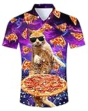 RAISEVERN Hemden Galaxie Herren Männer Hässliche 3D Lustige Pancake Kat Druck Freizeithemden...