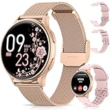 NAIXUES Smartwatch Damen mit Telefonfunktion, 1,27' HD Screen Fitnessuhr mit 3 Armbänder, 24/7...