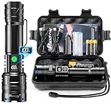 PHIXTON Taschenlampe LED Aufladbar Extrem Hell 1000000 Lumens 1 Lichtmodi Große Reichweite, Super...