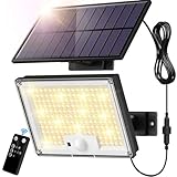 SIGRILL Solarlampen mit Bewegungsmelder 172LED Solarleuchten Aussen, Solar Strahler IP65...