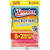 Spontex Microfibre Allzwecktücher 8+2 Gratis, 1 Packung - bunte Mikrofasertücher