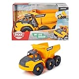 Dickie Toys Volvo Muldenkipper, Spielzeug Kipplaster mit Freilauf, bewegliche Gelenkachse hinter...
