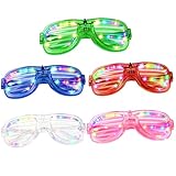 GEU 5 Stück LED Brille für Party, Leuchtbrillen Kabellos Neon Rave Brille Kostüme für...