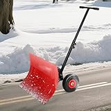 Schneeschaufel Mit Rädern, 74 * 42 cm, Hochleistungs-Schneeschieber, Verstellbarer Neigungs- & 5...