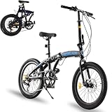 LSBIKE 20 Zoll Klapprad, 7-Gang Shimano Schaltung, Faltbares City Bike mit Scheibenbremse, Leichtes...