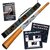 Australian Treasures - Didgeridoo aus Holz handbemalt einschließlich Online-Kurs Didgeridoo &...