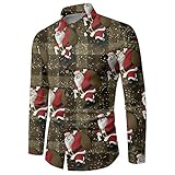 Hemd Weihnachten Herren, Herren Shirt Langarm Mit Button Lustige Mode 3D Xmas Bedruckt Casual Revers...