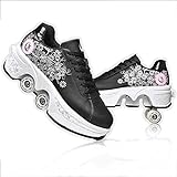 Roller Skates for Women 2 in 1 Deformation Roller Shoes Comfortable and Breathable Quad Skates...