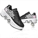 Roller Skates for Women 2 in 1 Deformation Roller Shoes Comfortable and Breathable Quad Skates...