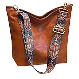HAIWILL Umhängetasche Damen Große Crossbody Bag Damen mit Breiter Gurt Weiche Leder Hobo Bag...