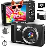 4K Digitalkamera mit 32 GB TF-Karte 44 MP Autofokus Fotoapparat mit 16X Digitalzoom Tragbar...