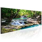 decomonkey Bilder Wasserfall 120x40 cm 1 Teilig Leinwandbilder Bild auf Leinwand Vlies Wandbild...