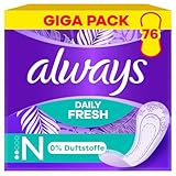 Always Daily Fresh Normal Slipeinlagen 76 Stück, 0 Prozent Duftstoffe, Für Frische Und Schutz