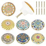 Fonyet 8 Stück Keramikknäufe Möbelknöpfe Bohème Stil Schrankknöpfe 39 mm Runde...