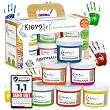 Krevo Art Fingermalfarben – ungiftige & auswaschbare Fingerfarben für Kinder ab 2 Jahre, 6...