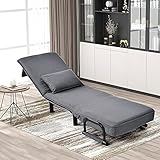 Tidyard Klappbarer Schlafsessel, 6-Fach verstellbare Rückenlehne, Metallrahmen, gepolsterter Sitz...