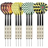 WinGluge 12 Stück Dartpfeile mit Metallspitze, 14 Gramm Steeldarts Profi, Steel Darts Set,...