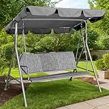 GVDV 3-Sitzer Hollywoodschaukel mit Verstellbarem Sonnendach – Wetterfeste Gartenschaukel für...