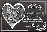 Tiergrabsteine mit Bild und Text Herzgravur für Katzen, Gedenksteine für Tiere mit...