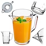 KADAX Krug 1L, Glaskanne, Glaskrug aus robustem Glas, Wasserkrug mit Auslauf und handlichem Griff,...