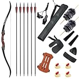 60 Zoll Recurvebogen und Pfeil Set für Erwachsene Takedown Recurvebogen HolzBogengriff 25-50lbs...