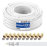 deleyCON HQ 30m SAT Koaxial Kabel 130dB - 4-fach geschirmt für DVB-S - S2 DVB-T und DVB-C -...