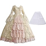 Damen Rokoko Ballkleid Gothic Viktorianisches Kleid Kostüm Mittelalter Langes Kleid Mehrlagig...