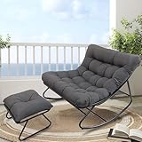 AlpineAura Schaukelstuhl mit Hocker Outdoor Lesesessel Schaukelsessel Wohnzimmer Relaxstuhl mit...
