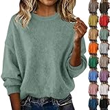 hehiy Pullover Damen Wolle Blend Langarm Elegant Frühjahr Winter Strickpullover Rundhals Pulli...