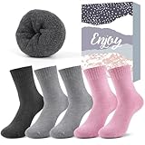 Wollsocken Socken Damen Thermosocken Kuschelsocken: 5 Paare Wintersocken Thermo Socken, Oma...