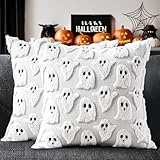 MIULEE Dekorative Halloween-Kissenbezüge, Geister-Überwurfkissen, Plüsch-Kunstfell,...