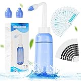 URAQT Nasendusche mit Salz, 300ml Neti Pot Sinus Spülung, mit 20x Salz,10 x Thermometer-Aufkleber,...