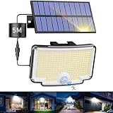 nipify Solarlampen für Außen mit Bewegungsmelder, 318 LED 3 Modi Solar Aussenleuchte IP65...